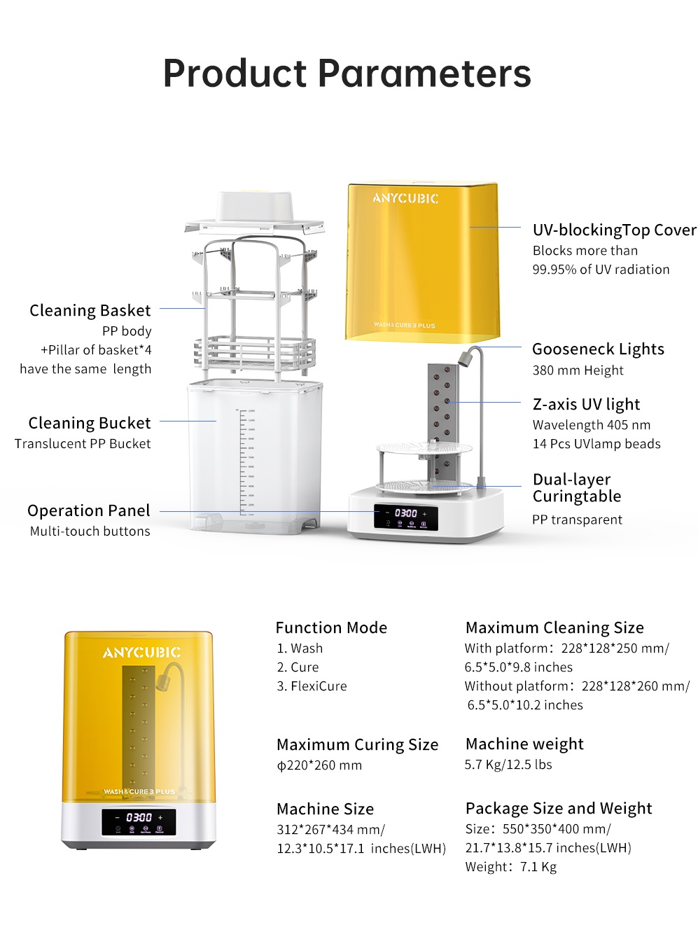ANYCUBIC Wash and Cure 3 Plus Station, Size-Upgrade Wash Cure